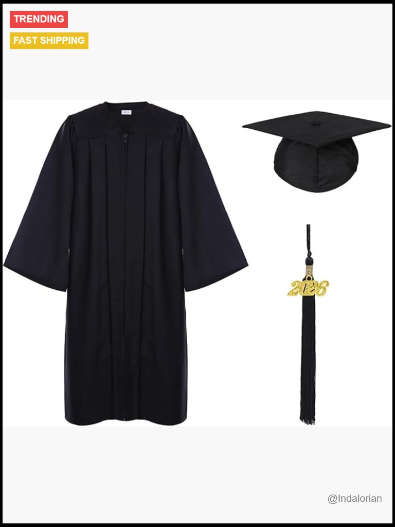 Matte Graduation Cap And Gown Set With Tassel